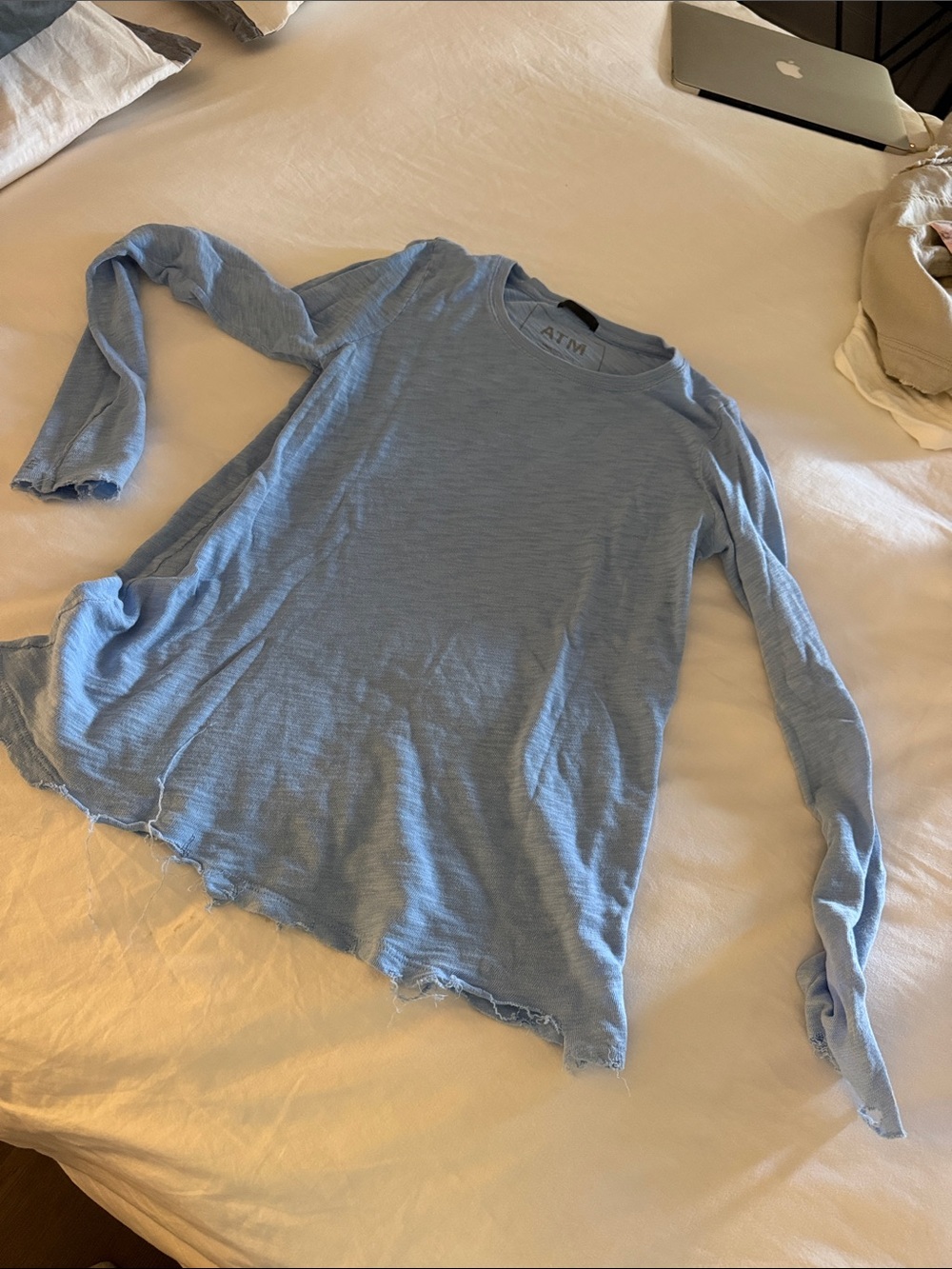 ATM Anthony Thomas Melillo Powder Blue Long-Sleeve Crewneck Top